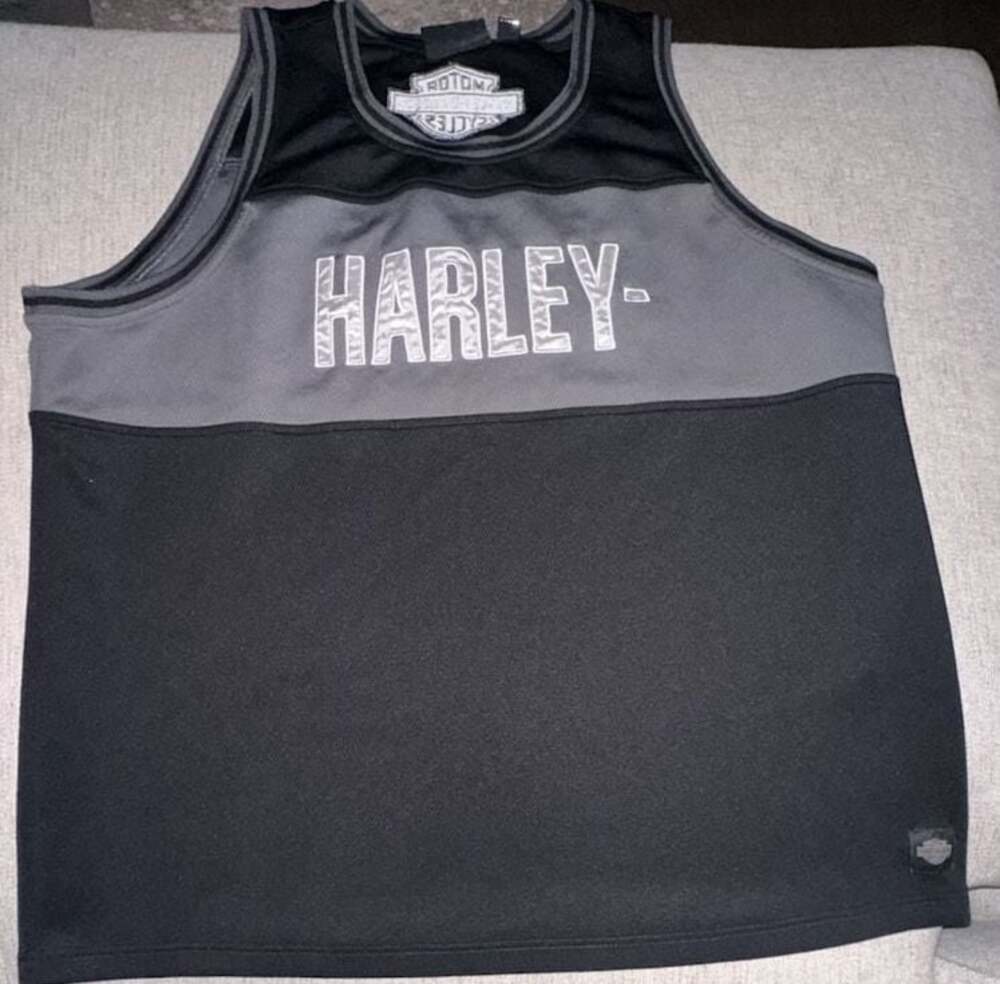 2XL Harley-Davidson Men's Performance Mesh Tank Top Black and Grey